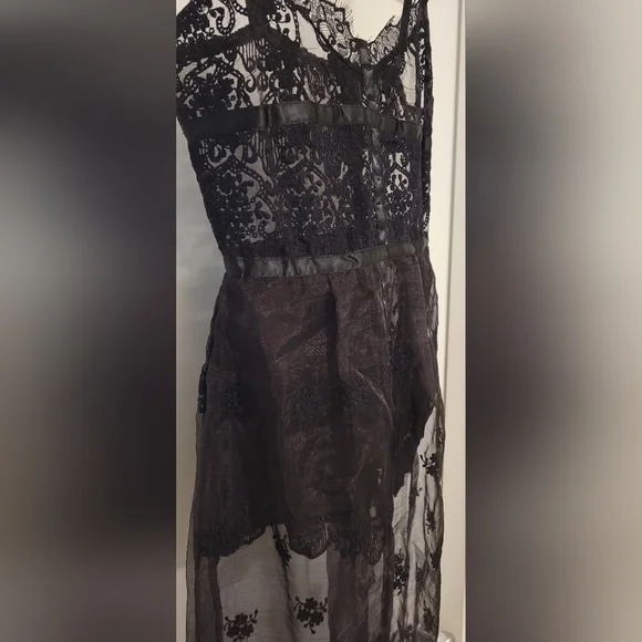 Dresses | Sheer Embroidered Mesh Lace Overlay Top Slip Dress | Poshmark